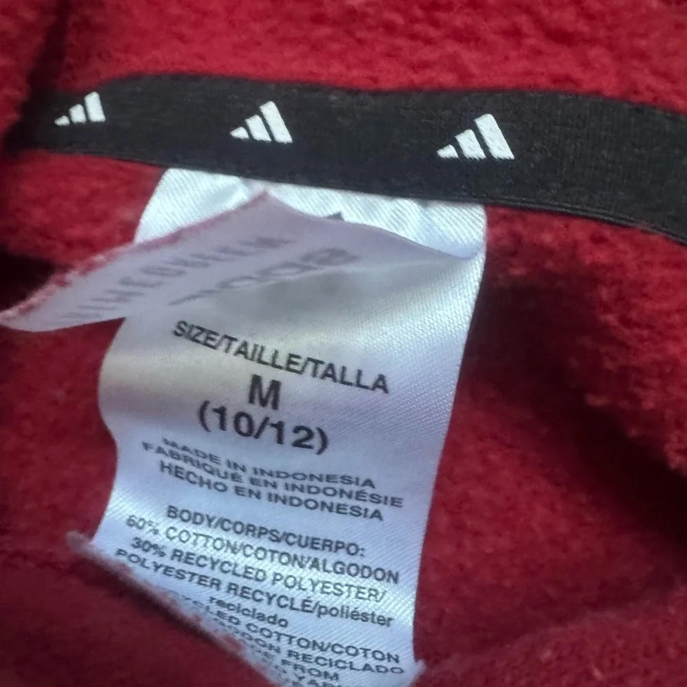 Adidas Pimegreen color block red/black/white fleece hoodie size 10/12